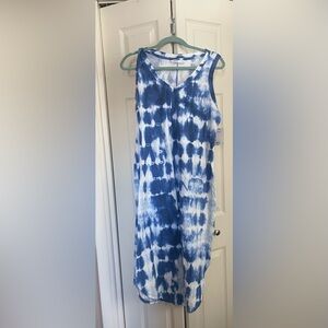 Sonoma NWT blu batik midi dress L